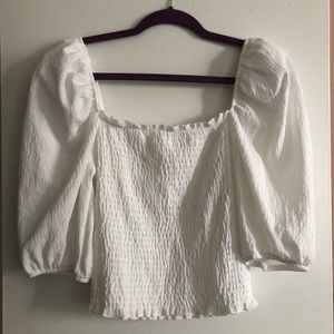 H&M white puff sleeve shirt